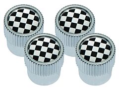 Chequered FLAG VALVE COVER - SILVER OUTER - Pack of 4