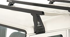 Rhino-Rack - Heavy Duty RL210 Black 3 Bar Roof Rack - Land Rover Defender 110 / 130 (Incl. HCPU) + More