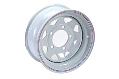 WHITE 8 SPOKE 7x16 STEEL ROAD WHEEL