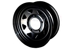 BLACK 8 SPOKE 7x16 STEEL ROAD WHEEL