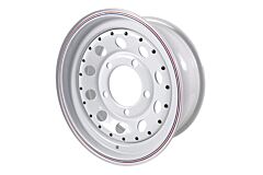 WHITE MODULAR 7x16 STEEL ROAD WHEEL
