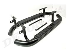 Fire and Ice side steps - Black steel with rubber and anodised aluminium top / Pair