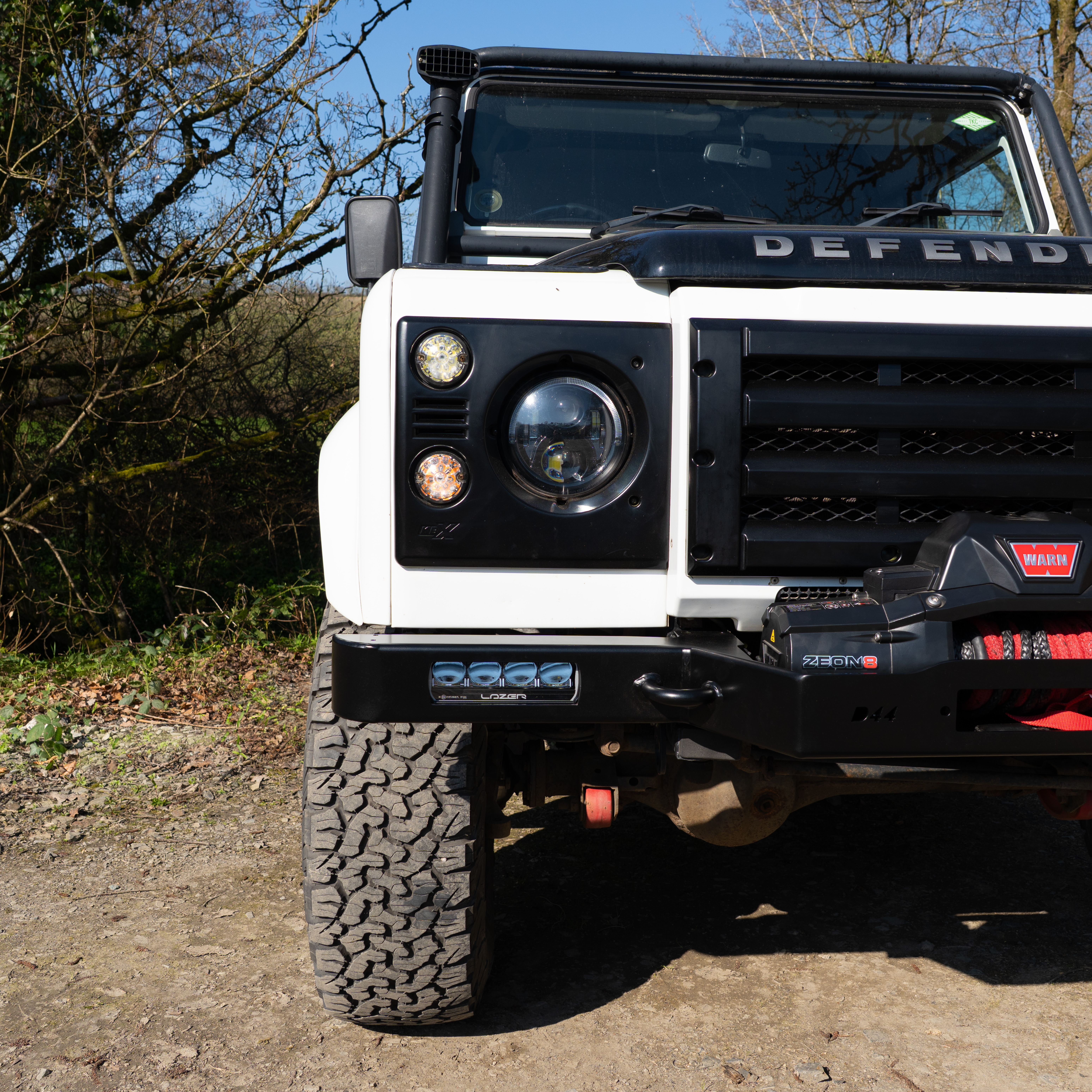Driving lights and number plate correctly integrated into a replacement bumper