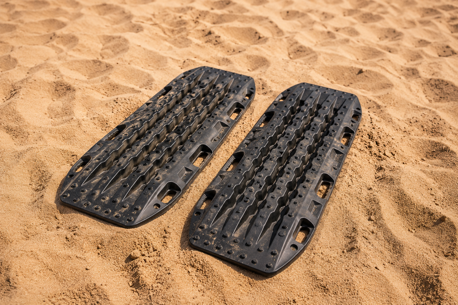 Four-wheel-drive vehicle using traction boards in soft sand